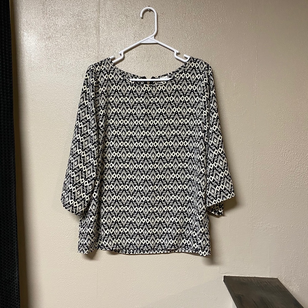 Black and Off White Top